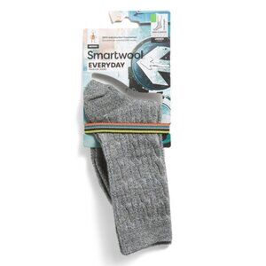 SMARTWOOL Dark Sage Made In Usa Merino Wool Blend Everyday Cable Crew Socks